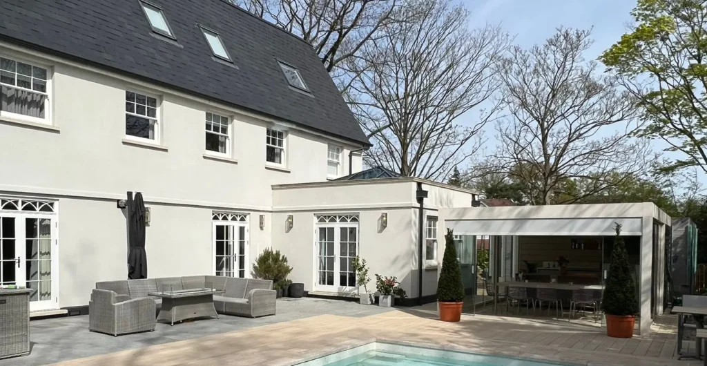 a house with exterior extension